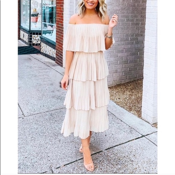 Lulus Dresses & Skirts - Gala Ready White Off Shoulder Ruffle Midi Dress